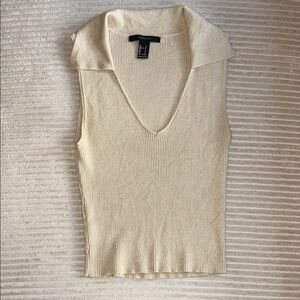 Forever 21 Cream Ribbed Knit Top